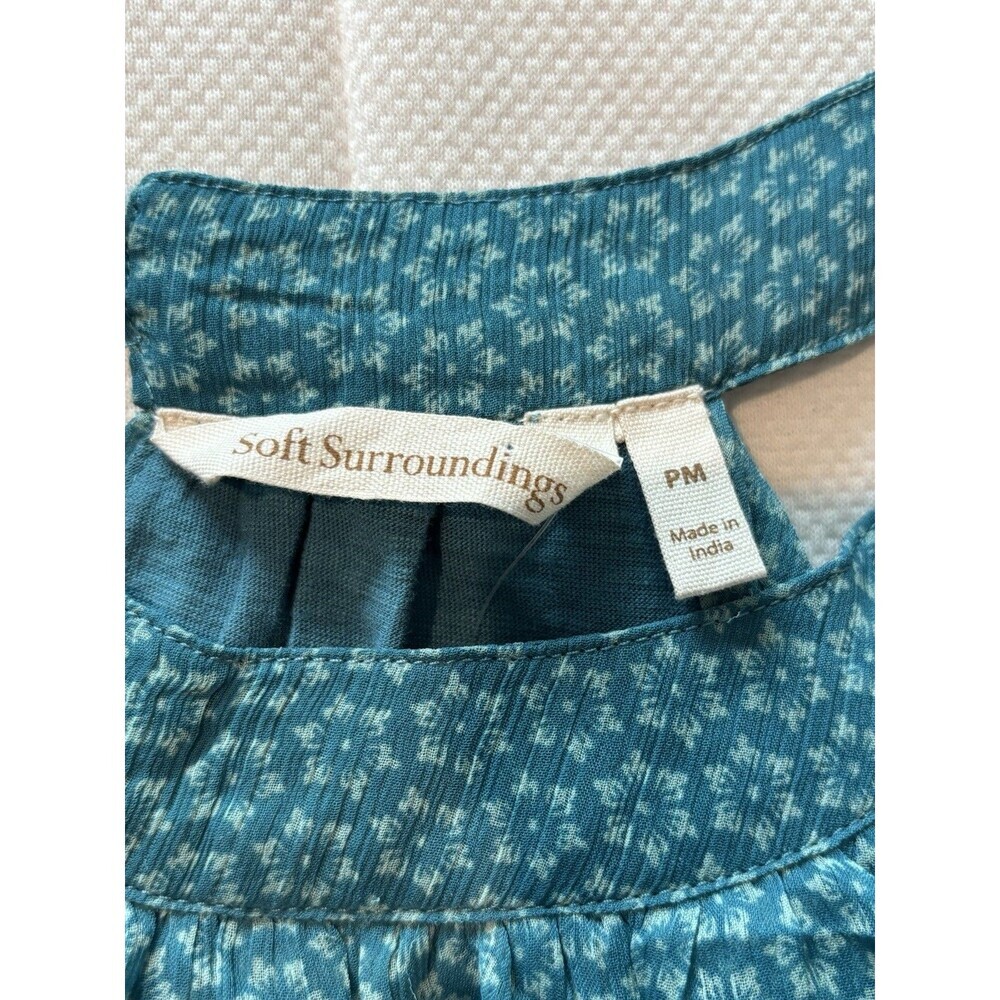 Soft Surroundings Sleeveless Teal Blue Maxi Dress With Smocked Waist Women’s PL - Picture 3 of 6